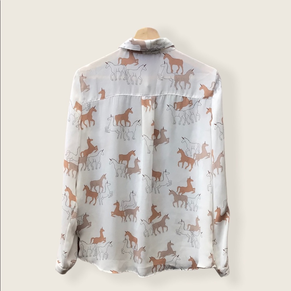 Zara Unicorn White Blouse/Shirt Sz L - Picture 5 of 6